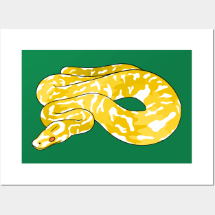 Burmese python snake cartoon illustration Posters and Art